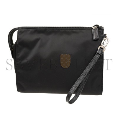 PRADA BLACK RE-NYLON CLUTCH BAG 2NE789 (22*17*6.5cm) 